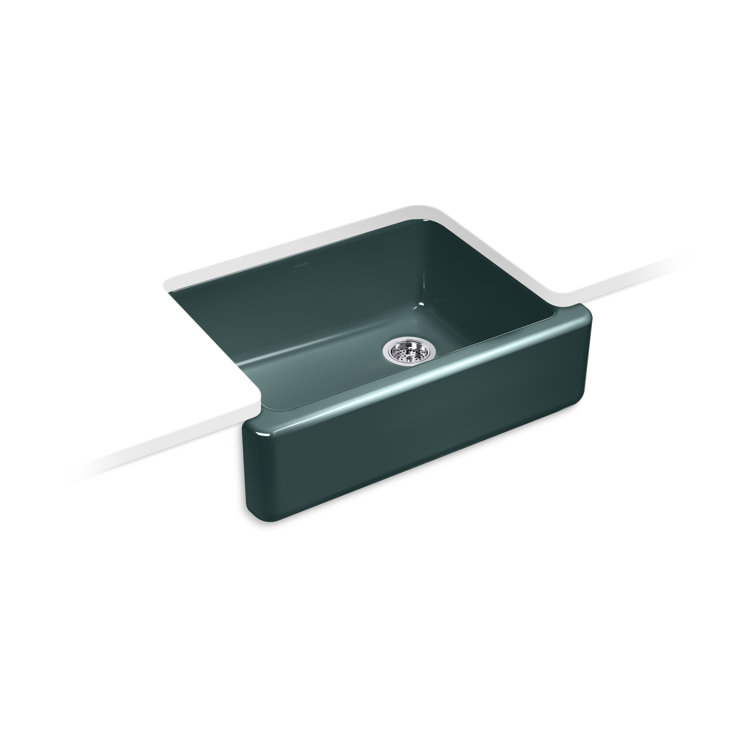 Teal Cast Iron Farmhouse Single Bowl Kitchen Sink