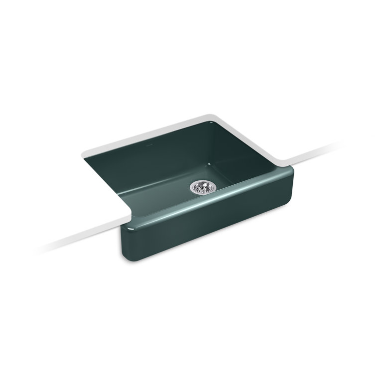 Teal Cast Iron Single-Bowl Farmhouse Kitchen Sink