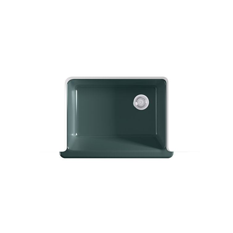 Teal Cast Iron Single-Bowl Farmhouse Kitchen Sink