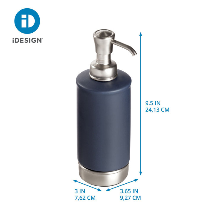 Matte Navy Ceramic and Brushed Nickel Cylindrical Soap Dispenser