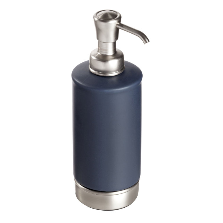 Matte Navy Ceramic and Brushed Nickel Cylindrical Soap Dispenser