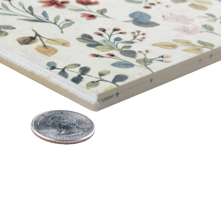 Garden Beige and Multicolor Floral Porcelain Wall & Floor Tile