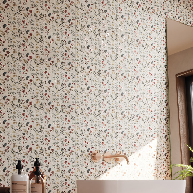 Garden Beige and Multicolor Floral Porcelain Wall & Floor Tile