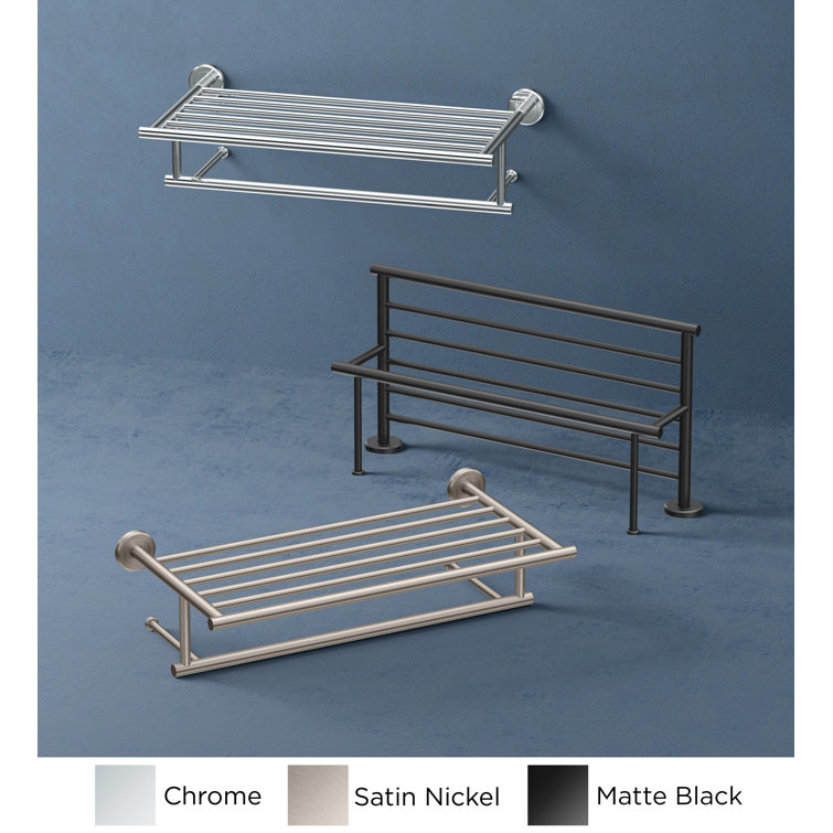 Chrome Wall Mounted Minimalist Towel Rack with Bar