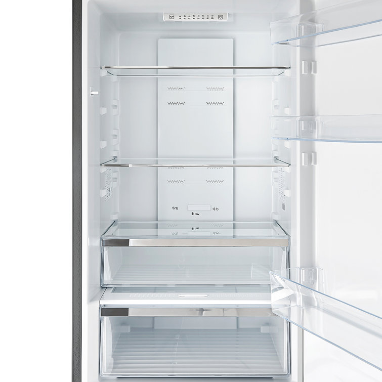 Compact Stainless Steel Bottom Freezer Refrigerator with Smart Features