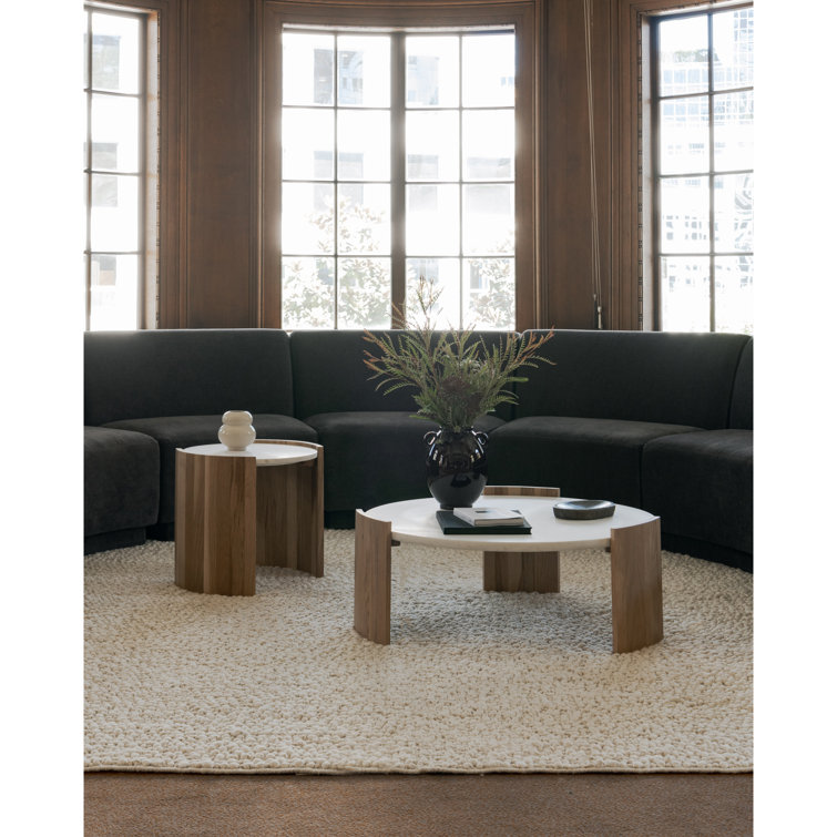 Whilem French Deco White Marble Round Coffee Table