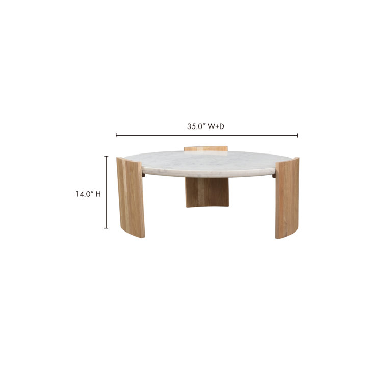 Whilem French Deco White Marble Round Coffee Table
