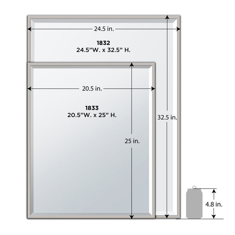 Satin Nickel Rectangular Metal Framed Wall Mirror