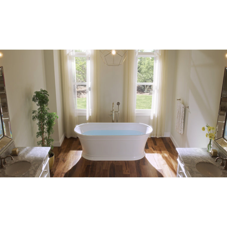 Serafina 67" x 32" Freestanding White Acrylic Soaking Bathtub