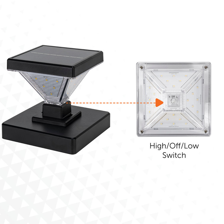 Black Solar LED Dusk to Dawn Post Cap Lights Multipack