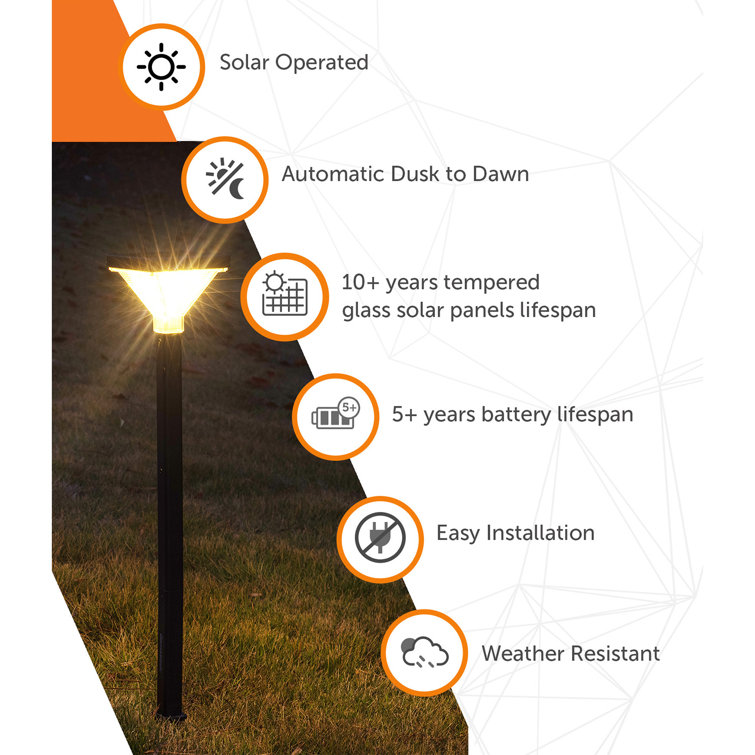 Luxor Black Aluminum Solar LED Pathway Lights - 2 Pack