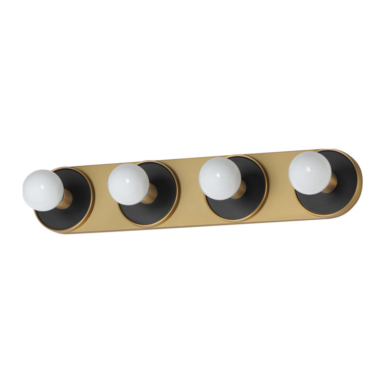 Black and Brass 4-Light Dimmable Ceramic Vanity Bar
