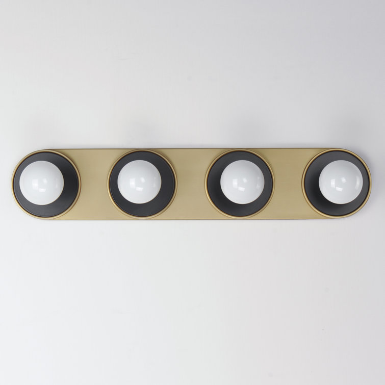Black and Brass 4-Light Dimmable Ceramic Vanity Bar