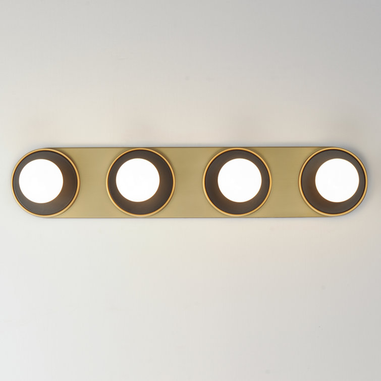 Black and Brass 4-Light Dimmable Ceramic Vanity Bar