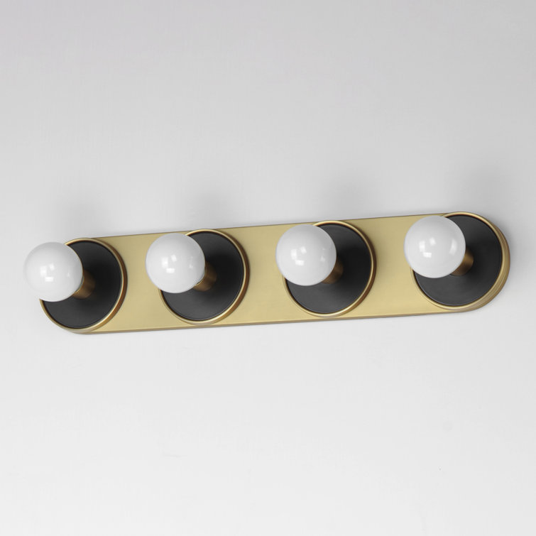 Black and Brass 4-Light Dimmable Ceramic Vanity Bar
