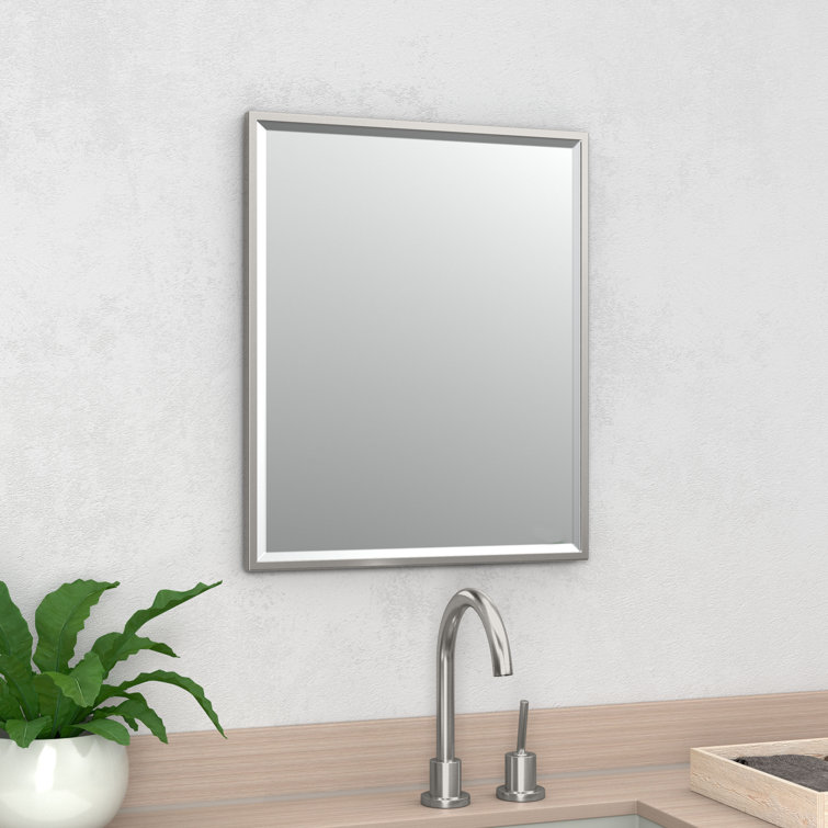 Satin Nickel Rectangular Metal Framed Wall Mirror