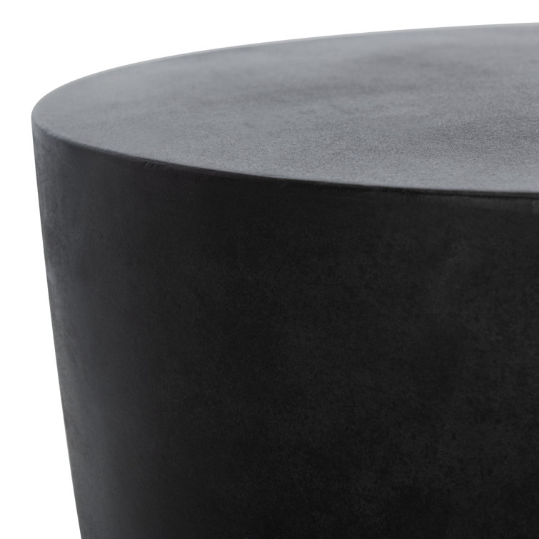 Aishi Modern Concrete Round Accent Table, Black, 21"