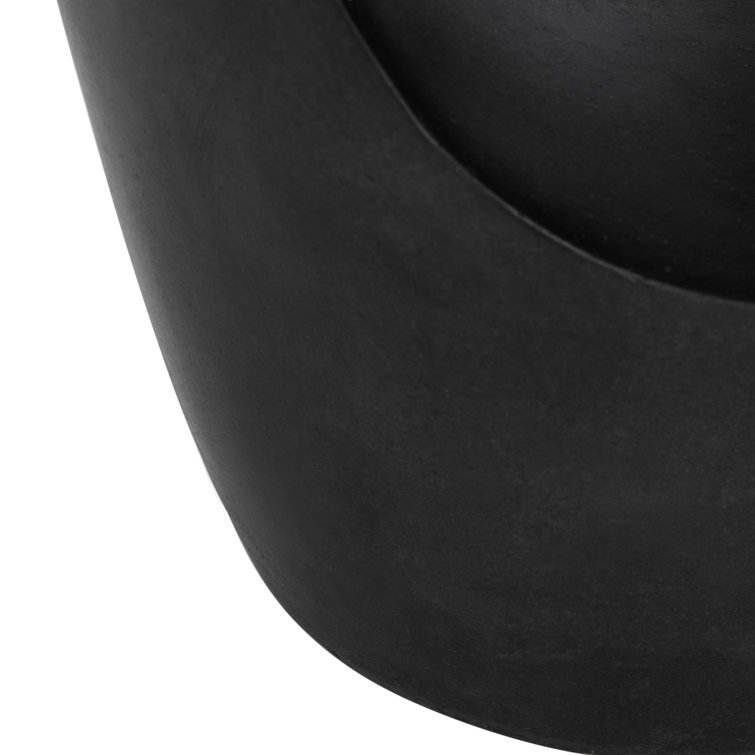 Aishi Modern Concrete Round Accent Table, Black, 21"