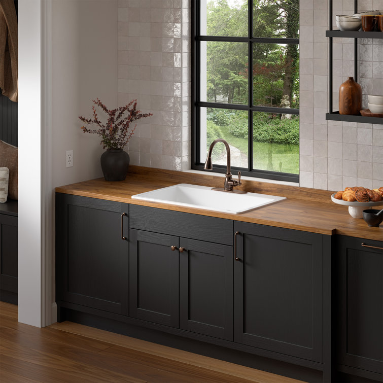Jackson 33" Crisp White Fireclay Single Bowl Drop-In Kitchen Sink