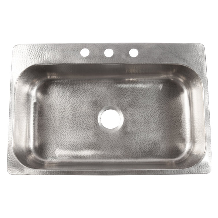 Angelico Brushed Stainless Steel 33" Single Bowl Drop-In Kitchen Sink