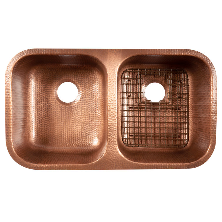 Handcrafted Copper Double Bowl Undermount Kitchen Sink