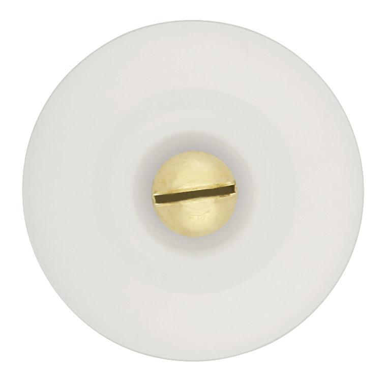 White Porcelain Round Cabinet Knob with Brass Accent