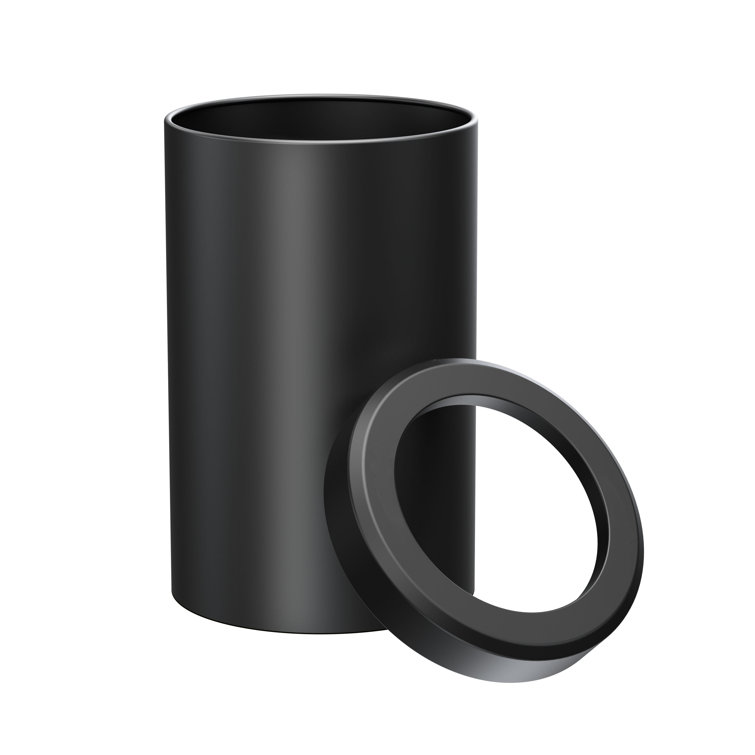 Matte Black Stainless Steel Round Waste Basket with Removable Lid
