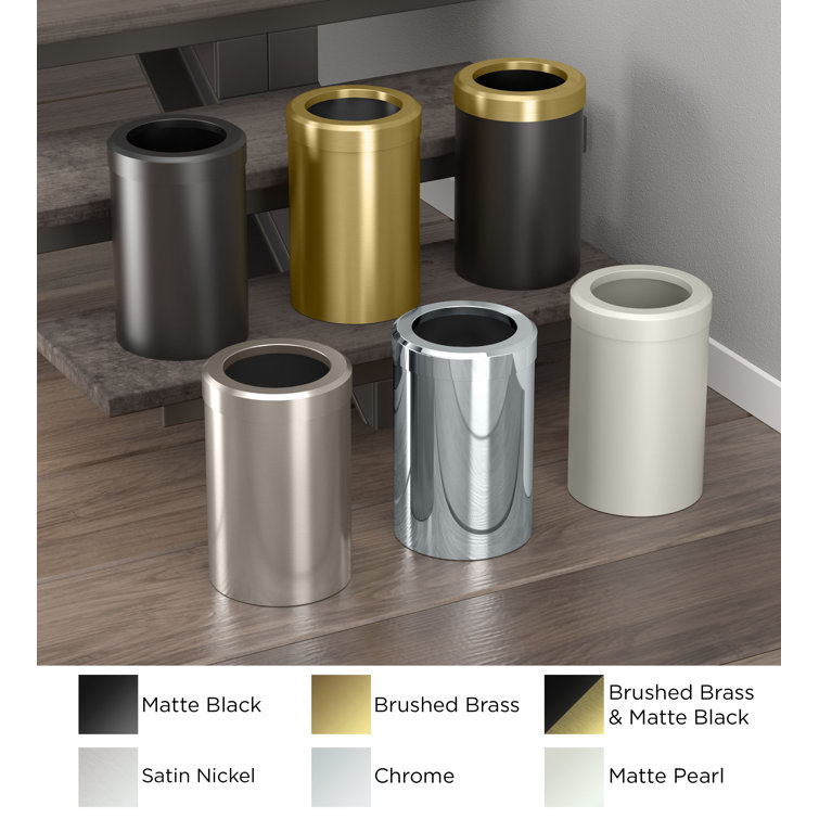 Satin Nickel Round Stainless Steel 3.2 Gallon Waste Basket
