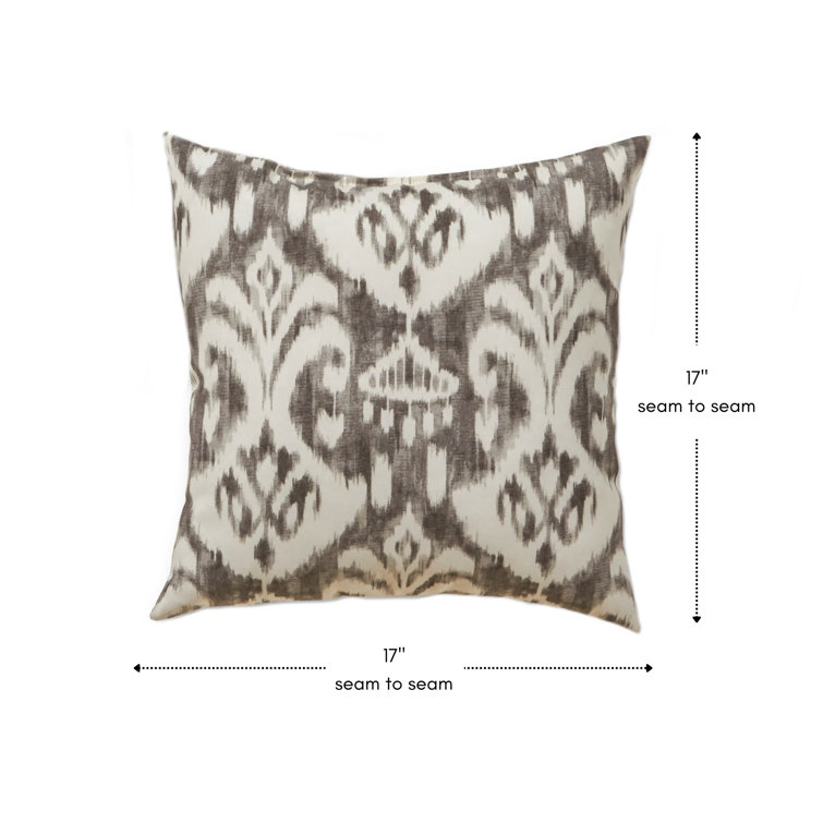 Graphite Ikat 17" Square Outdoor Throw Pillow Set
