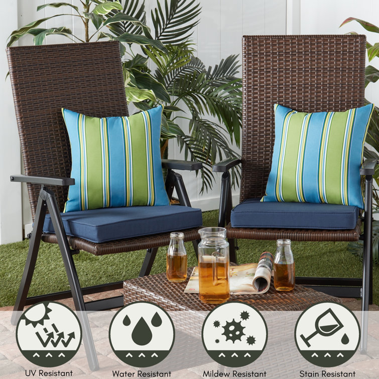 Cayman Stripe Transitional 17" Square Outdoor Throw Pillow Set