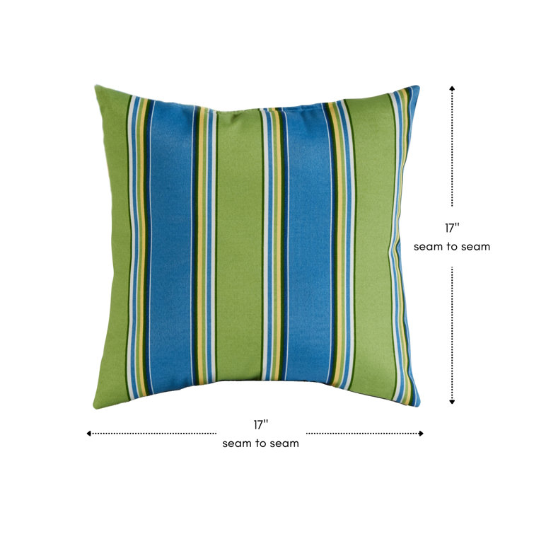 Cayman Stripe Transitional 17" Square Outdoor Throw Pillow Set