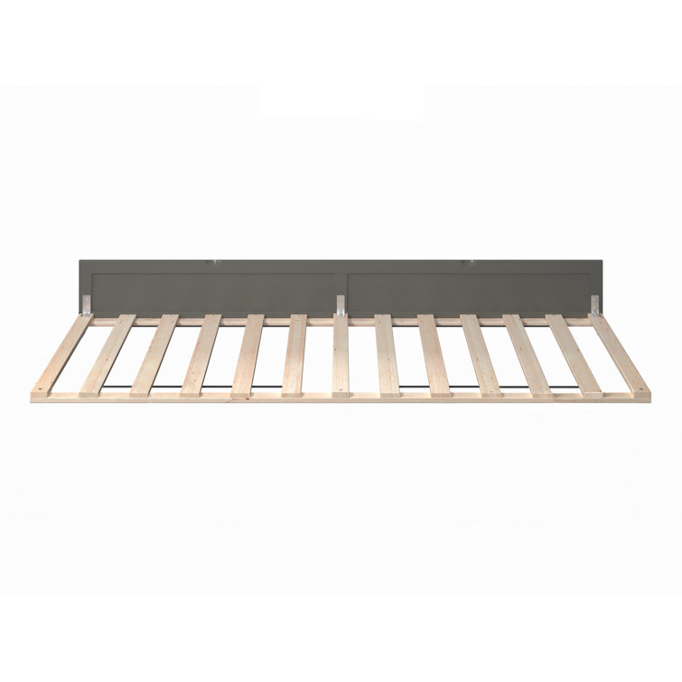Gray Rubberwood Twin XL Rollaway Trundle Bed Frame with Slats