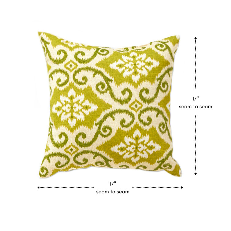 Shoreham Green Ikat 17" Square Outdoor Throw Pillow Set
