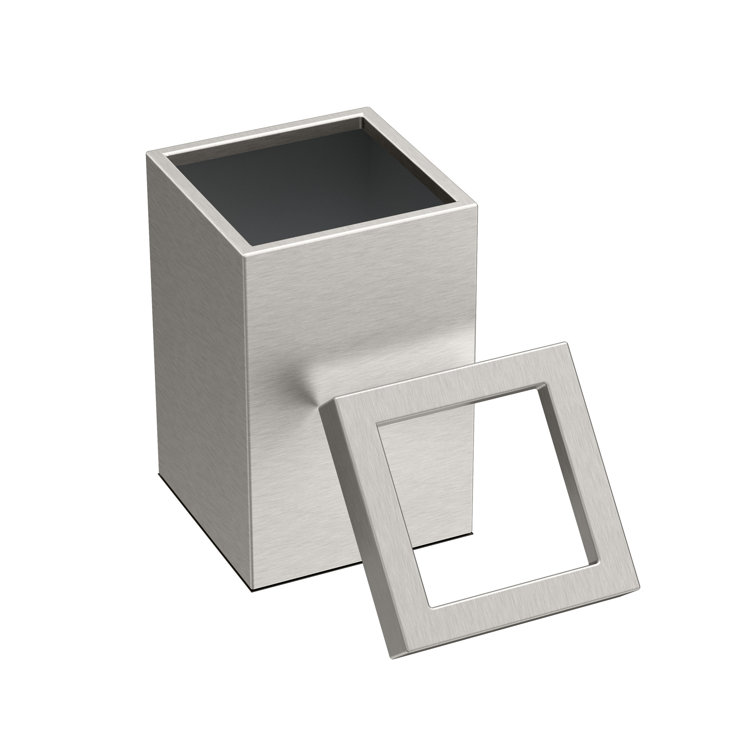 Satin Nickel Square Stainless Steel Open-Top Waste Basket