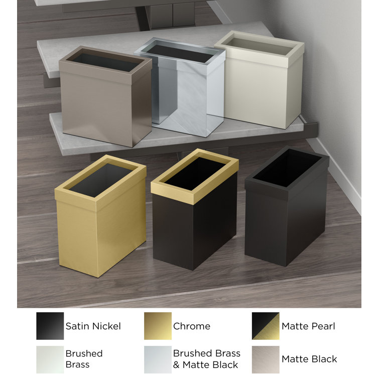 Matte Black Stainless Steel Rectangular Waste Basket with Removable Lid