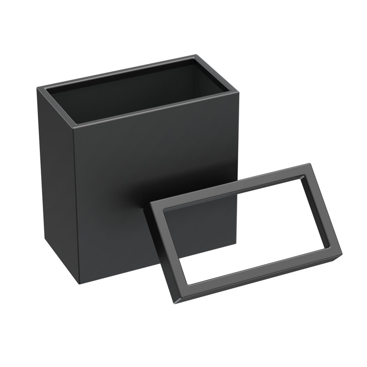 Matte Black Stainless Steel Rectangular Waste Basket with Removable Lid