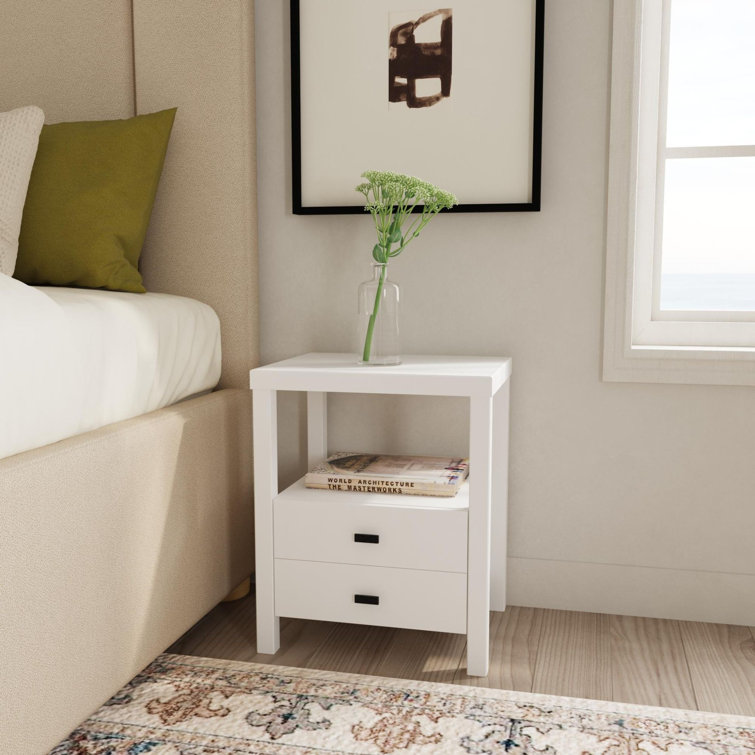 Westwood Modern White Solid Wood 2-Drawer Nightstand