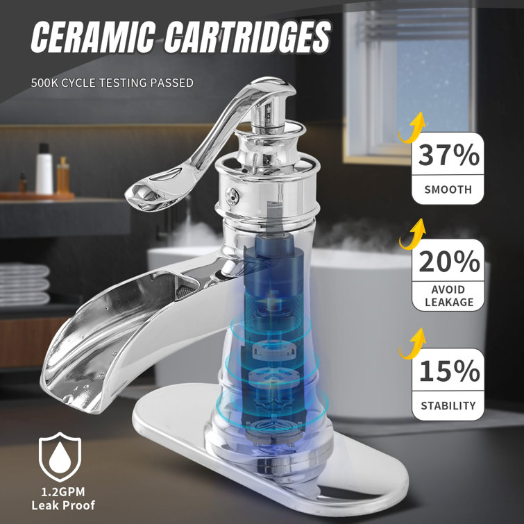 Polished Chrome Single Handle Bathroom Faucet with Drain Assembly