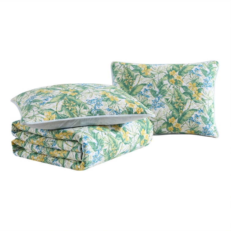 Blue Cotton Reversible Full Quilt Set