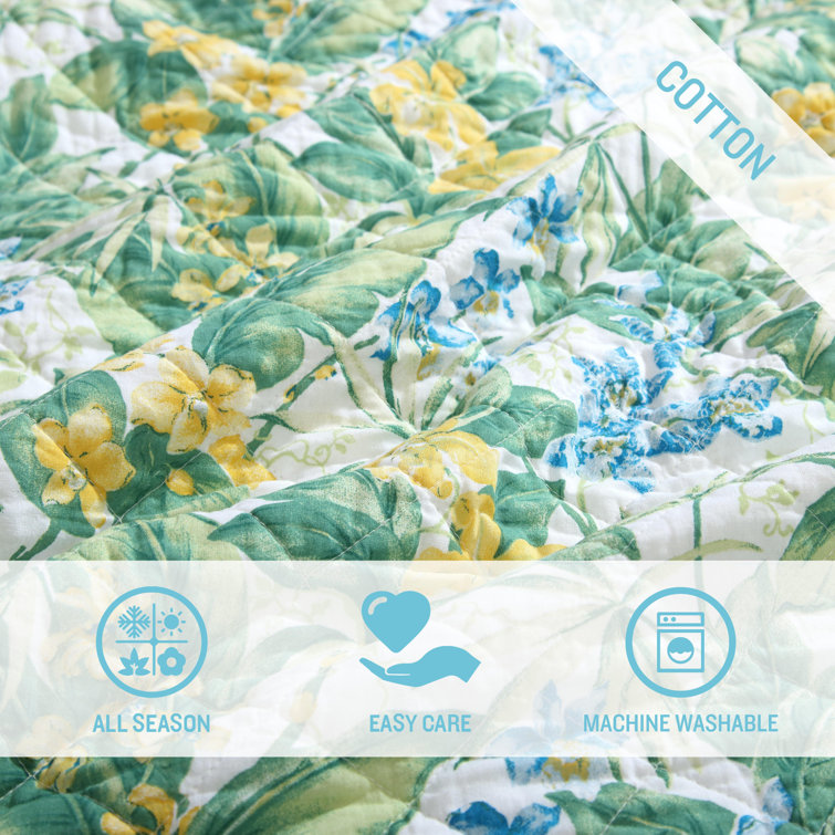 Blue Cotton Reversible Full Quilt Set