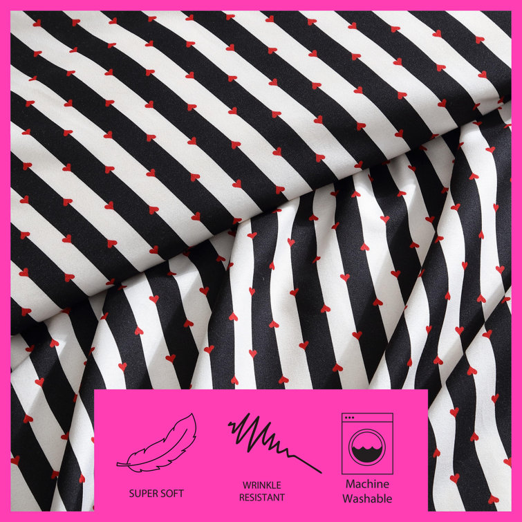 Twin Black and White Striped Polyester Duvet Cover Set