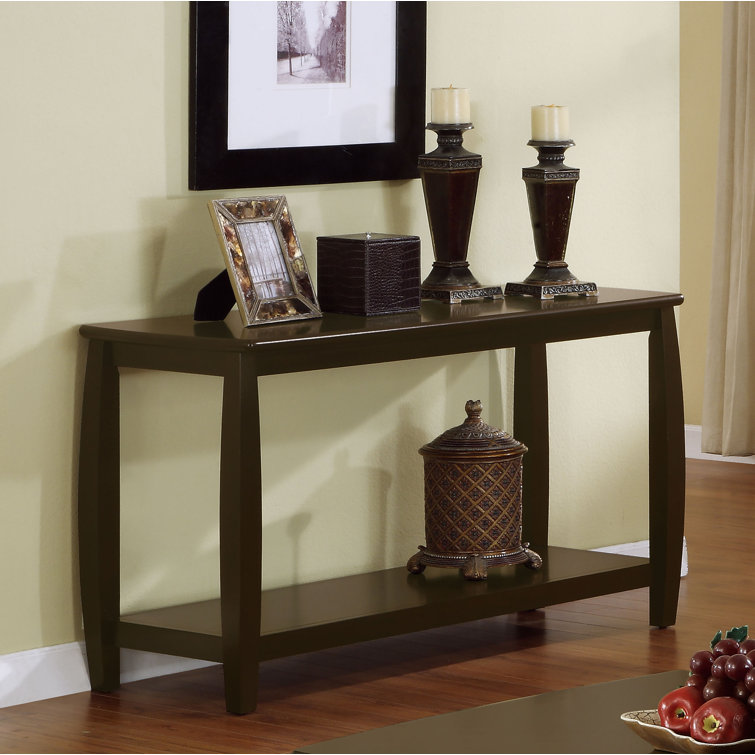 Espresso Bowed Leg 47.5'' Wood Console Table with Shelf