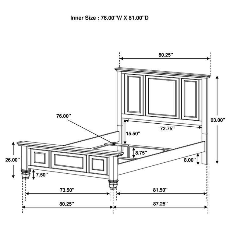 Black King Wood Frame Bed with Headboard and Drawers