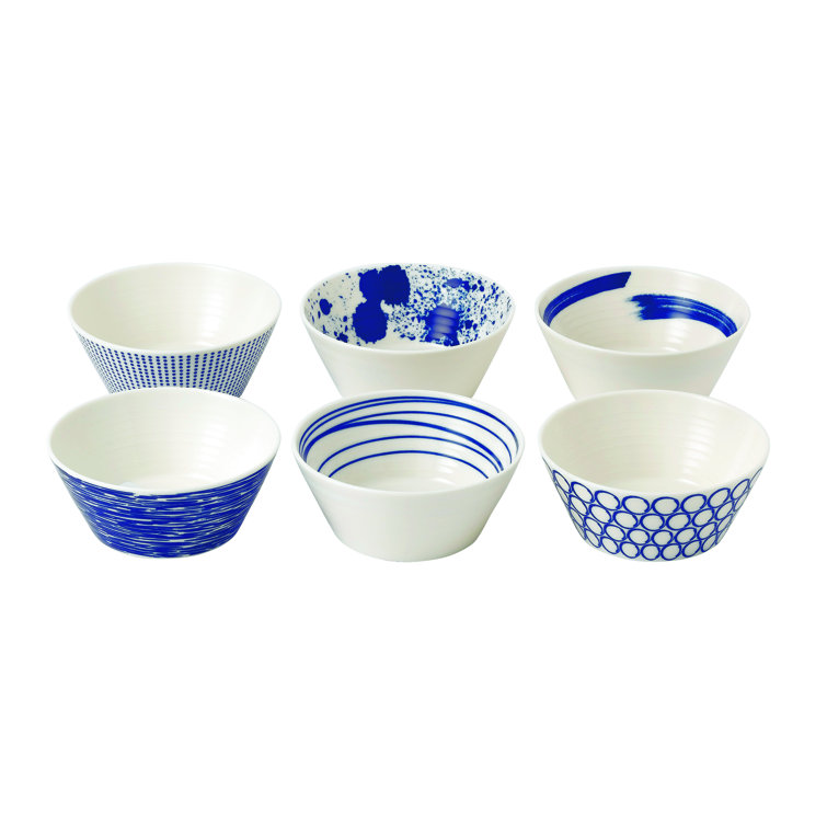 Pacific Blue Porcelain Tapas Bowls 4.59" Set of 6