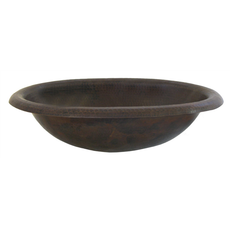 Novatto 11'' Antique Hammered Copper Copper Oval Bathroom Sink