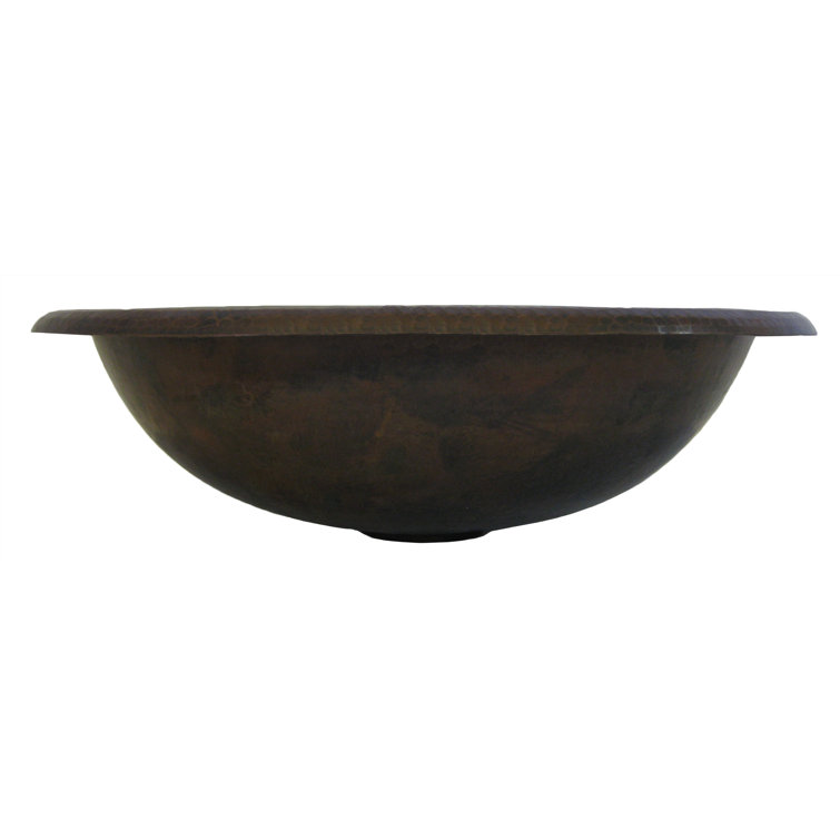 Novatto 11'' Antique Hammered Copper Copper Oval Bathroom Sink