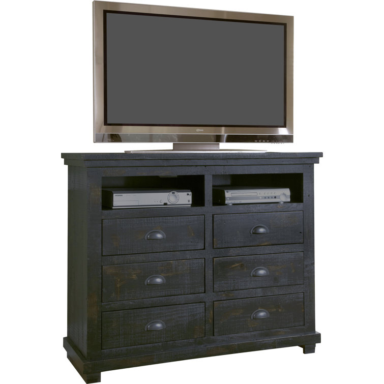Rustic Black Salvaged Wood Media Chest with Cabinet