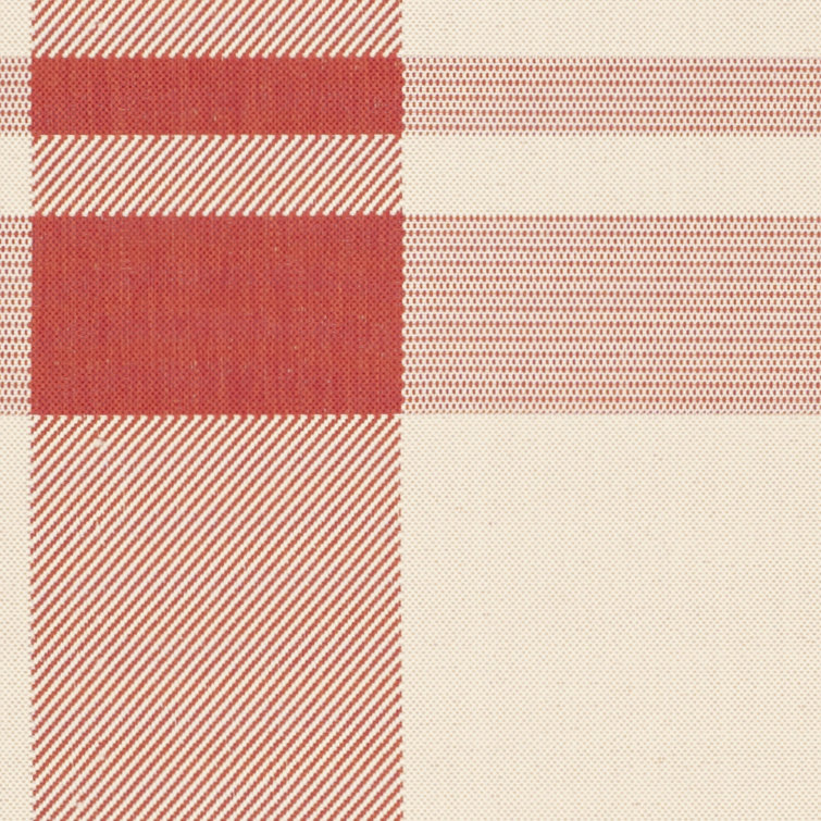 Red and Bone Plaid Outdoor Synthetic Area Rug