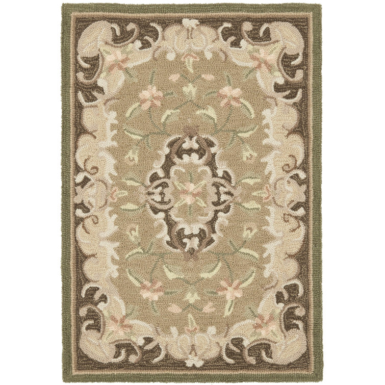 Handmade Beige and Brown Wool Oriental Rug, 3' x 5'