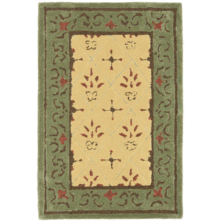 Handmade Red and Beige Floral Wool Accent Rug 2' x 3'